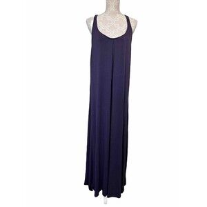 Rosa Faia Brand Womans Plain Violet Large Maxi Halter Dress NWT Beads